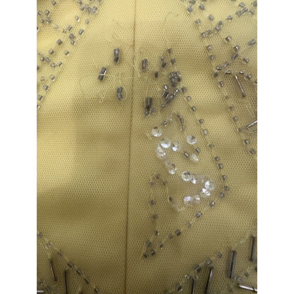 Adrianna Papell Yellow Beaded Mesh Art Deco Geometric Gala Dress Sz 12 NWT $ 298 - Picture 8 of 12
